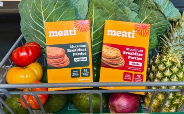 Photo shows both flavors of the new Meati Breakfast Patties