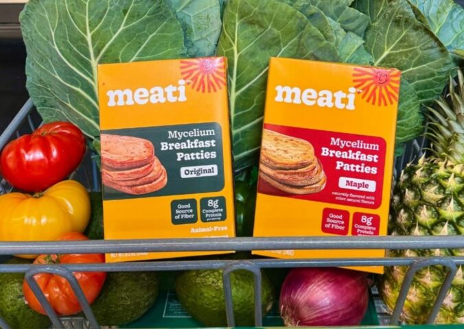 Photo shows both flavors of the new Meati Breakfast Patties