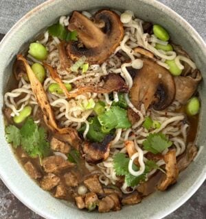 A bowl of nutritious and high protein noodle soup