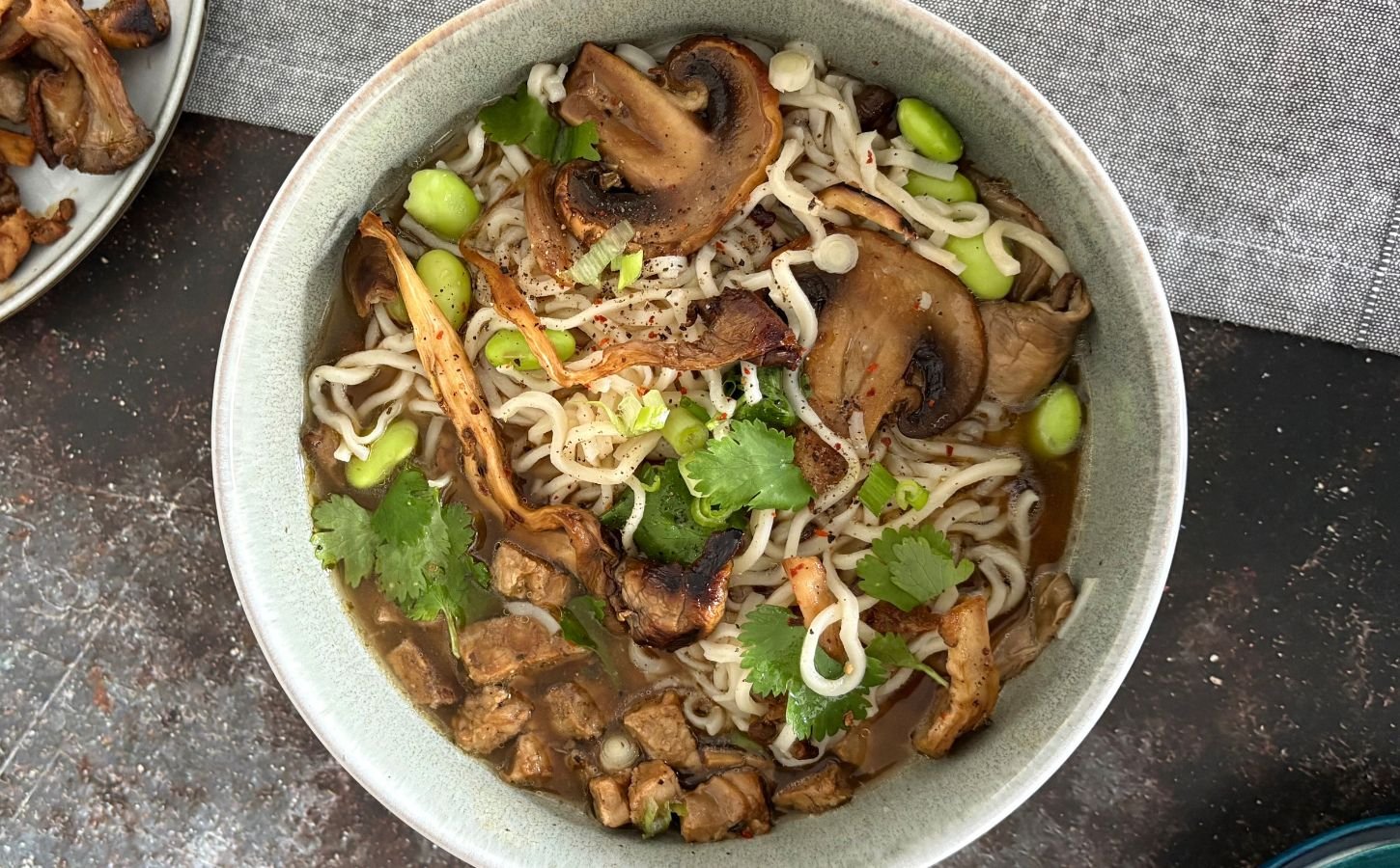 A bowl of nutritious and high protein noodle soup