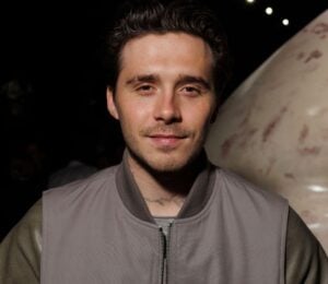 A close-up shot of Brooklyn Beckham at a fashion show