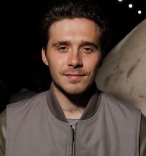 A close-up shot of Brooklyn Beckham at a fashion show