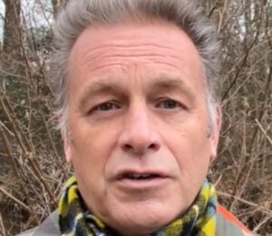 Screengrab shows Chris Packham in his video invite - posted on X - to Jeremy Clarkson asking him to participate in Veganuary 2025