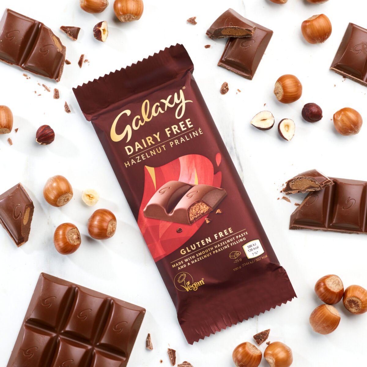 Photo shows the latest vegan chocolate bar from Galaxy, released to coincide with Veganuary 2025