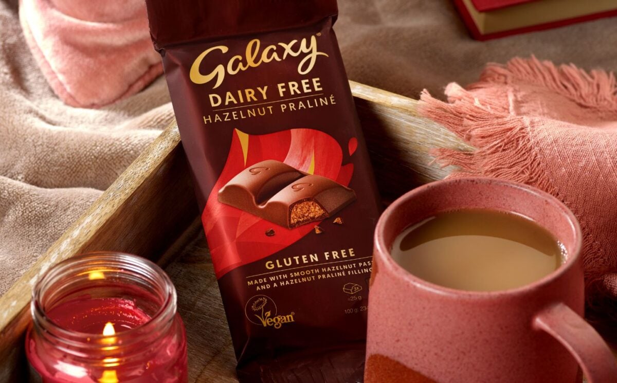 Photo shows the latest vegan chocolate bar from Galaxy, released to coincide with Veganuary 2025