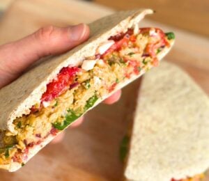 a picture of a chickpea sandwich for Veganuary lunch ideas