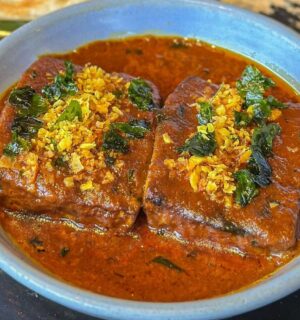 A plate of vegan bone marrow from London restaurant Hoppers