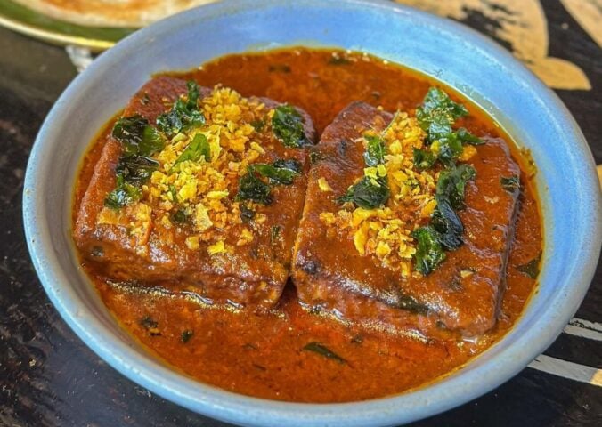 A plate of vegan bone marrow from London restaurant Hoppers