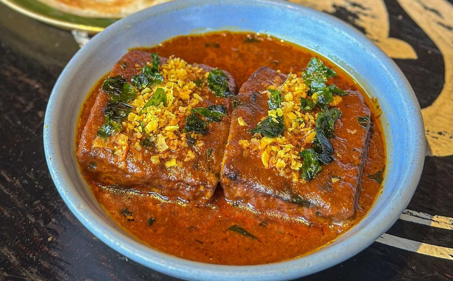 A plate of vegan bone marrow from London restaurant Hoppers