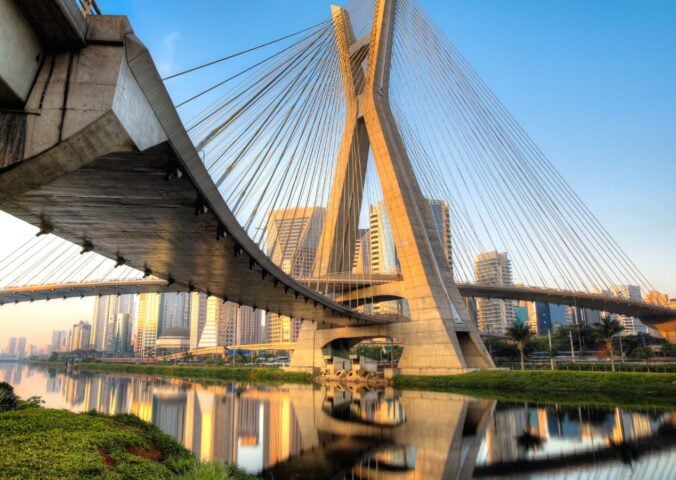 Estaiada Bridge in São Paulo, Brazil, which is regarded as the most vegan-friendly city in Latin America