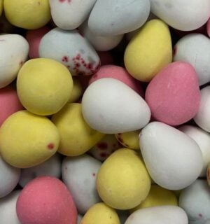 A pile of vegan mini eggs