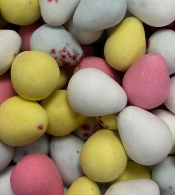 A pile of vegan mini eggs