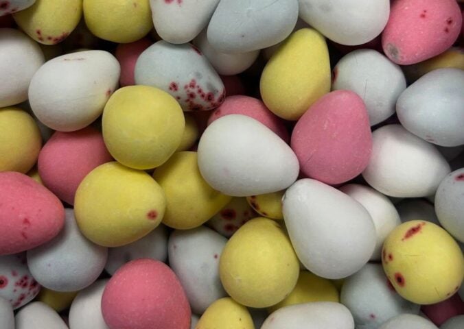 A pile of vegan mini eggs