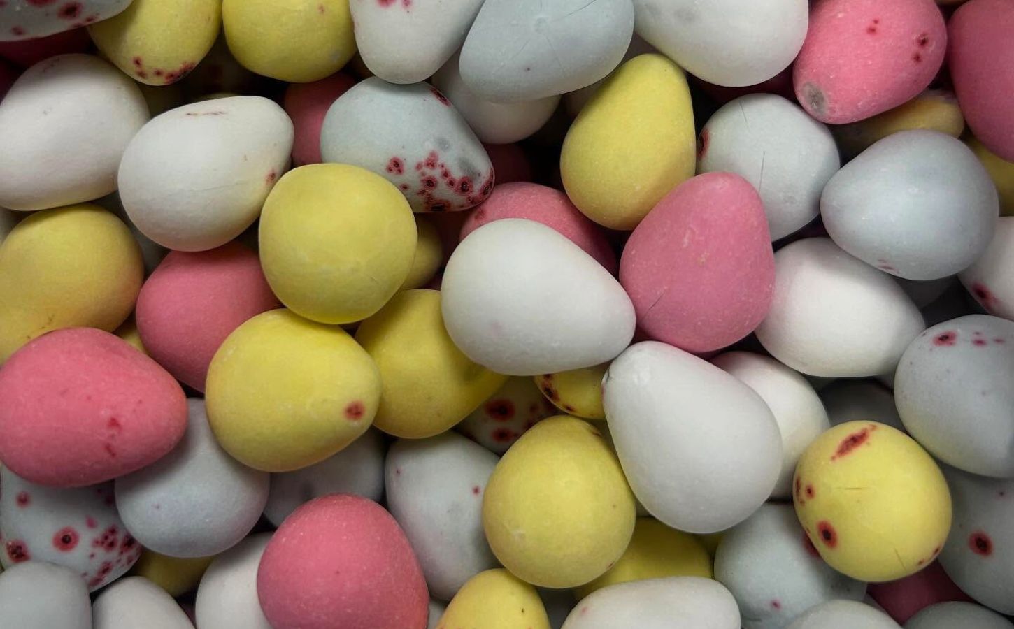 A pile of vegan mini eggs