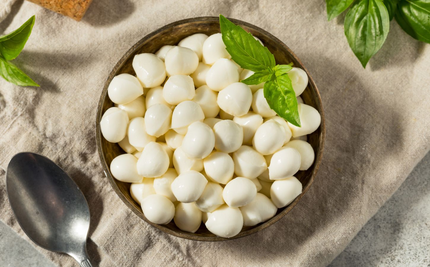 A bowl of mozzarella pearls