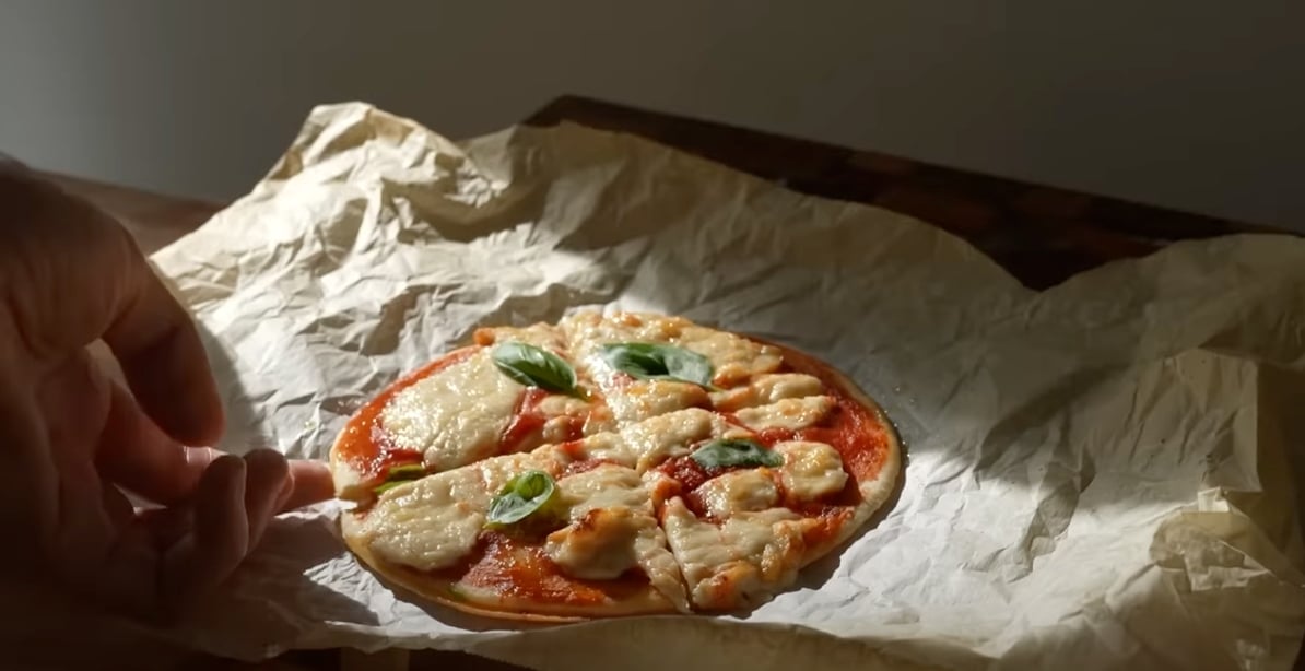 A vegan pizza made using the viral TikTok mozzarella recipe