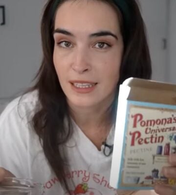A still of Merle O'Neal making a viral vegan mozzarella recipe