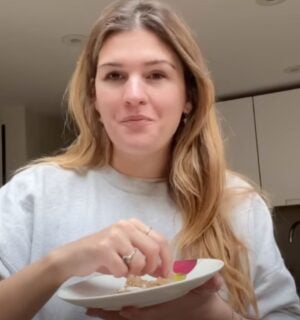 A still of Nicole Whittle, also known as Vegan Beauty Girl, from a recent video on accessible vegan meals