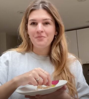 A still of Nicole Whittle, also known as Vegan Beauty Girl, from a recent video on accessible vegan meals