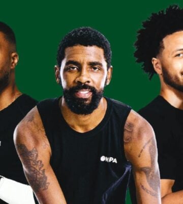Three basketball players in a close-up of a plant-based cookbook from Beyond Meat