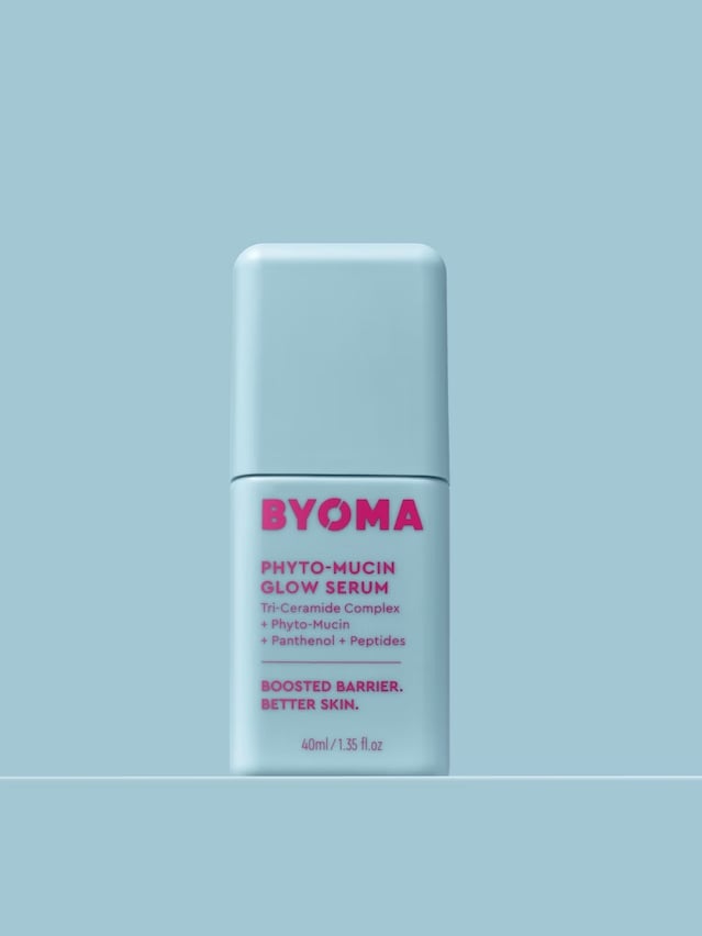 a bottle of BYOMA glass skin vegan serum