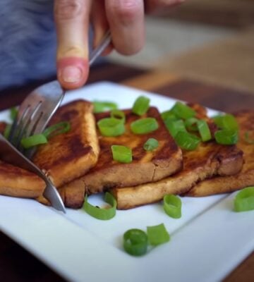 Slices of tofu that have been frozen