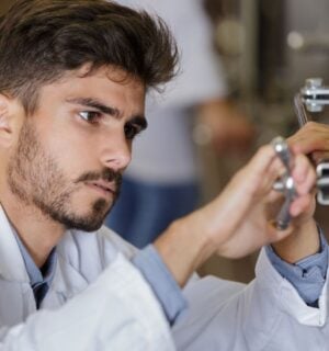 man fixing a fermentation vat