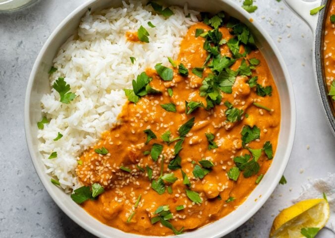 Vegan butter chickpea curry, a high protein chickpea curry recipe