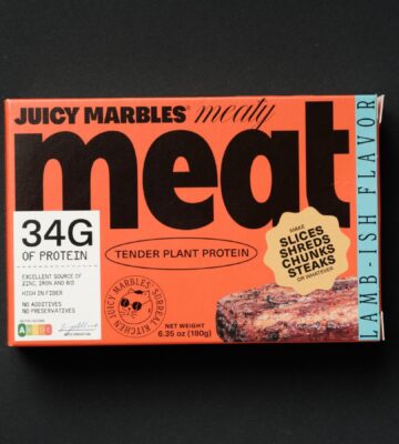 A packet of vegan lamb from Juicy Marbles