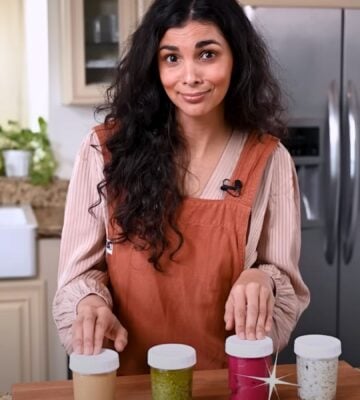 Vegan chef Nisha Vora creating sauces, which she describes as a plant-based meal hack