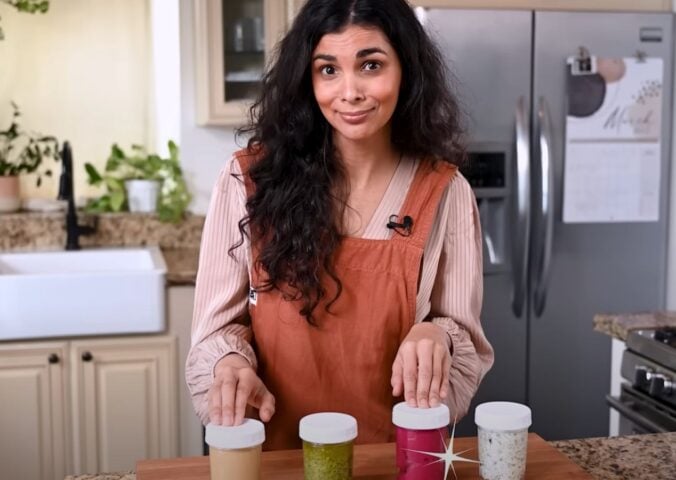 Vegan chef Nisha Vora creating sauces, which she describes as a plant-based meal hack