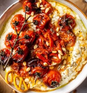 A whipped feta and roasted tomato recipe, a vegan Valentine's Day7 starter