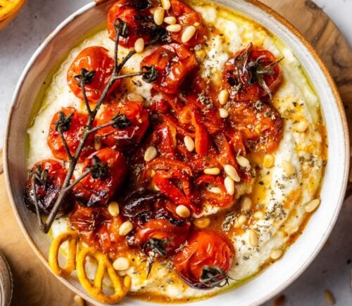 A whipped feta and roasted tomato recipe, a vegan Valentine's Day7 starter