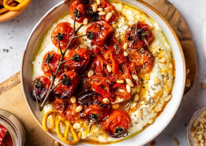 A whipped feta and roasted tomato recipe, a vegan Valentine's Day7 starter