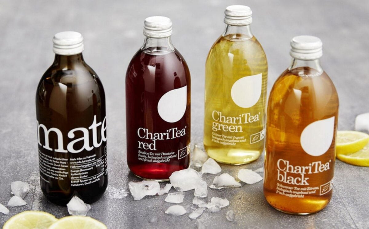 Photo shows the complete fizzy tea range from ChariTea