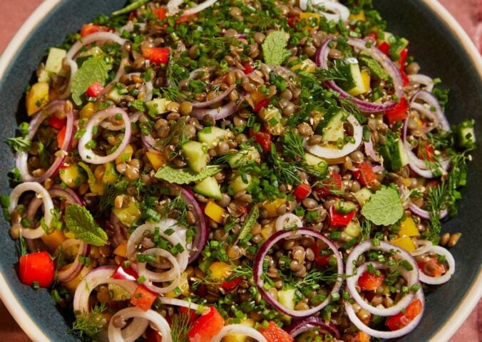 A beluga lentil salad, a protein-packed vegan lunch