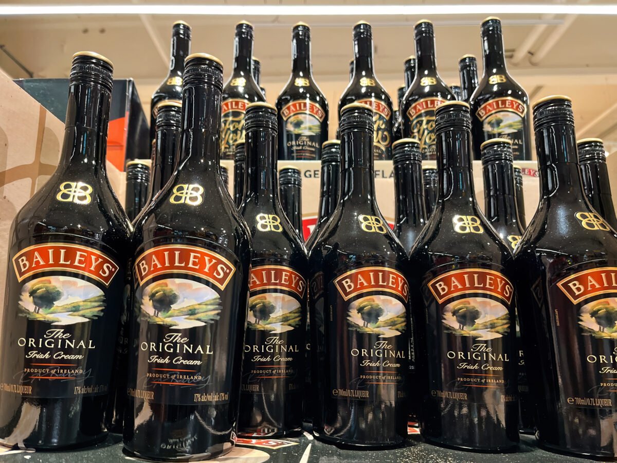 A selection of Baileys drinks on a supermarket shelf