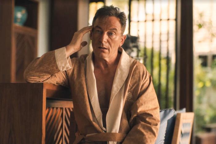 Plant-based celebrity Jason Isaacs in a still from HBO series The White Lotus