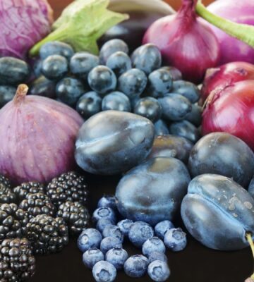 red and purple fruit and vegetables