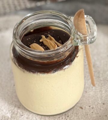 A pot of vegan peanut butter mousse