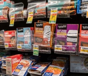 plant-based meat in a supermarket