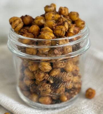 A glass jar of spiced chickpeas