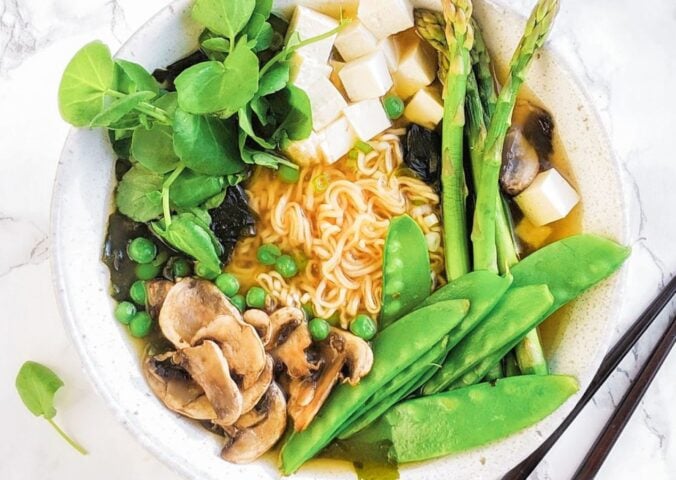 spring miso ramen bowl for vegan spring recipes