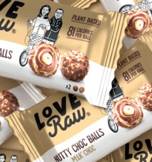 A selection of LoveRaw ferrero-rocher-style balls