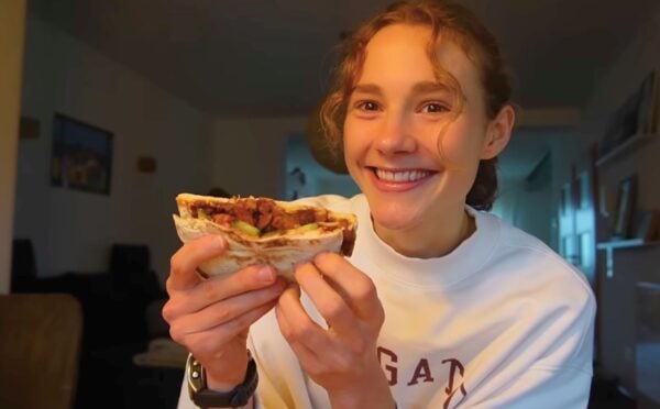 Maya Leinenbach showing us what to eat after running 50km