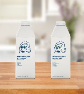 A selection of Minor Figures oat drinks on a kitchen counter