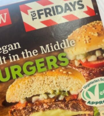 A vegan melt in the middle vegan cheeseburger from TGI Fridays