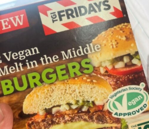 A vegan melt in the middle vegan cheeseburger from TGI Fridays