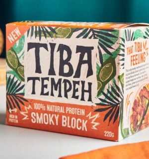 A packet of Tiba Tempeh in smoky flavor