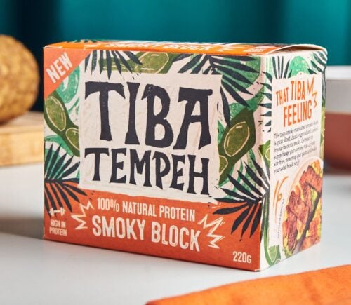 A packet of Tiba Tempeh in smoky flavor